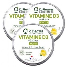 Pack 3 Vitamine D3 1000 UI végétale à croquer