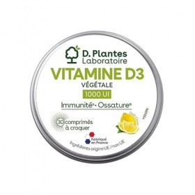 D.PLANTES - Vitamine D3 1000 UI - Complément Alimentaire - Immunité, Ossature Normale - Apport Vit. D - Végétale - Certifiée 