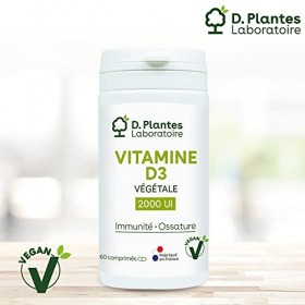D.PLANTES - Vitamine D3 2000 UI - Complément Alimentaire - Immunité, Ossature Normale - Apport Vit. D - Origine Végétale - Ce
