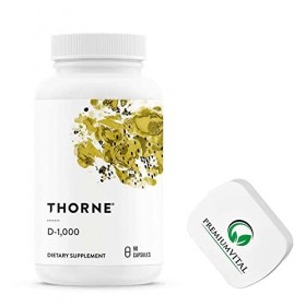 PremiumVital, Thorne Research, Vitamine D3 1.000IU, Cholécalciférol, 90 Capsules, avec Pilulier Pratique, Testé en Laboratoir