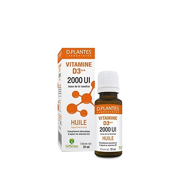 D.Plantes - Vitamine D3++ 2000 UI - Huile - 20ml - Lot de 2