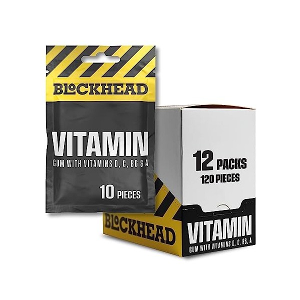 BLOCKHEAD VITAMIN GUM, Lemon, 12x10 Pieces