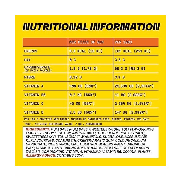 BLOCKHEAD VITAMIN GUM, Lemon, 12x10 Pieces