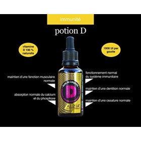 POTION D- VITAMINE D NATURELLE - 1000 UI PAR GOUTTE- HUILE DOLIVE BIO-Flacon De 30 Ml - Sans Conservateurs - Sans OGM - Sans