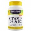 Healthy Origins, Vitamine D3 & K2 Depot 2.000IU & 200mcg Dose 2 Jours, 60 Capsules molles, Testé en Laboratoire, Sans Soja,