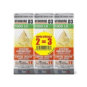 VITAMINE D3 - Vitamines D3 et Vitamine E Naturelles - Renforce Capital Osseux et Système Immunitaire pour tous - Lot de 3 com