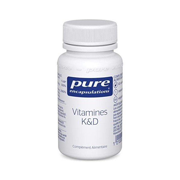 Pure Encapsulations - Vitamines K&D - Association de Vitamines K1, K2 & D3 - Favorise la Santé Immunitaire, des Os et des Vai