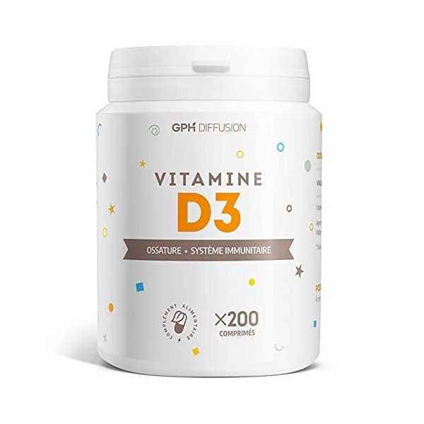 Vitamines D3-200 comprimés - Ossature - Système immunitaire - GPH DIFFUSION