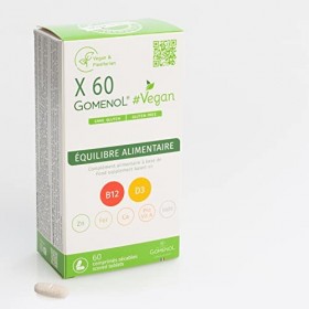 GOMENOL - Vitamine B12 et D3 Vegan - 60 Compléments - Bêta-carotène, Fer, Zinc, Iode, Calcium - Adapté pour Végétariens et Vé