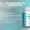 MyMUSCLE - My D3-K2-Mg - Formule Ultra Dosée en Vitamine D + Vitamine K + Magnésium + Zinc - 60 Gélules