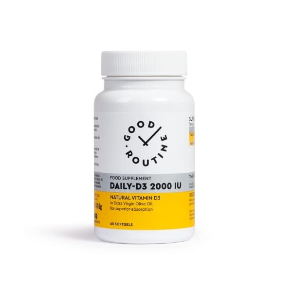 DAILY D3 60 Gélules Molles - Vitamine D3 2000 IU, Complément Alimentaire de Qualité Supérieure pour Soutenir la Fonction Im