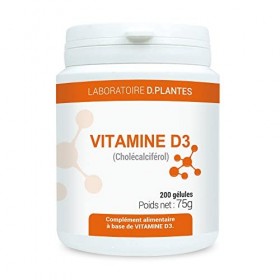 D.PLANTES - Vitamine D3 - Complément Alimentaire - Immunité, Ossature Normale - Boost en Vit. D - 1 Gélule - 100 % AR - Boîte