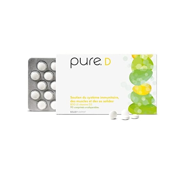 Pure D – 90 Comprimés Hautement Dosés, Vitamine D, Comprimés Véganes, Complément Alimentaire pour le Renforcement du Système 