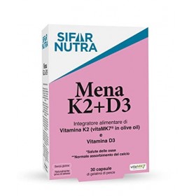 Sifar Nutra Mena K2+D3 | VitaMK7 vitamine K2 dans huile d’olive | 100 μg Ménaquinone-7 | Vitamine D3 1000 IU | complément p
