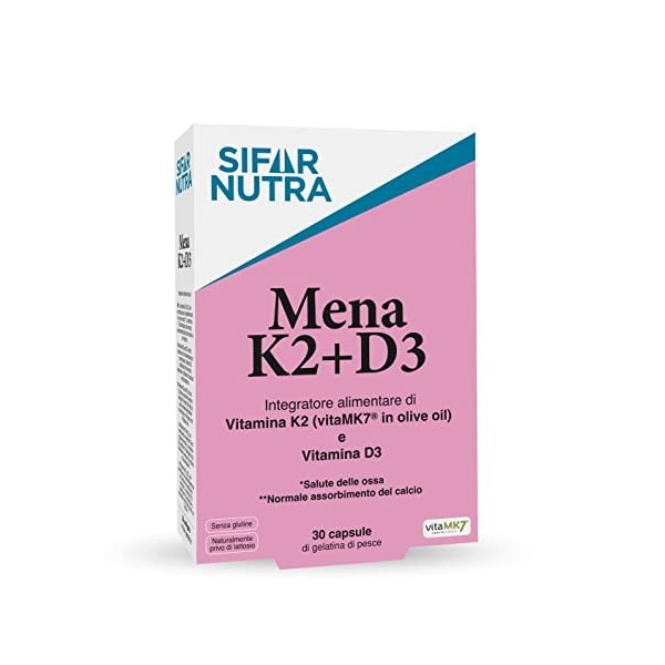 Sifar Nutra Mena K2+D3 | VitaMK7 vitamine K2 dans huile d’olive | 100 μg Ménaquinone-7 | Vitamine D3 1000 IU | complément p