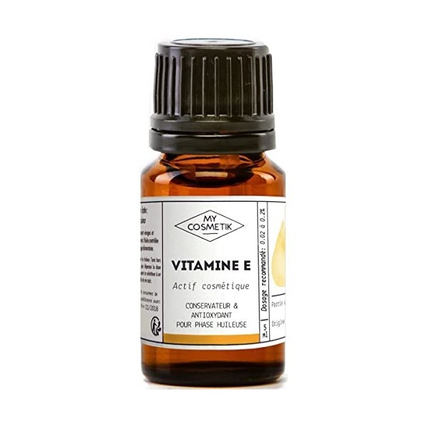 Vitamine E - Tocopherol - Actif cosmétique - Conservateur et antioxydant - 100% Pure et Naturelle - MY COSMETIK - 5 ml