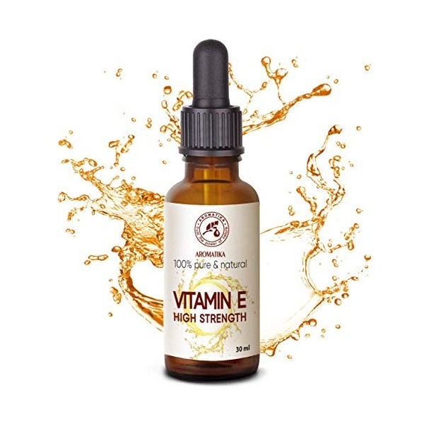 Gouttes de Vitamine E Concentrées 30ml - Tocophérol - Naturel - Vitamine E Anti-âge - Vitamine E Pure Haute Résistance pour V