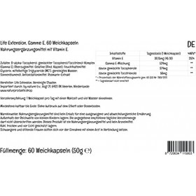 Life Extension, Gamma E, Tocophérols et Tocotriénols Mélangés, 10mg, 60 Capsules molles, Testé en Laboratoire, Sans Gluten, S