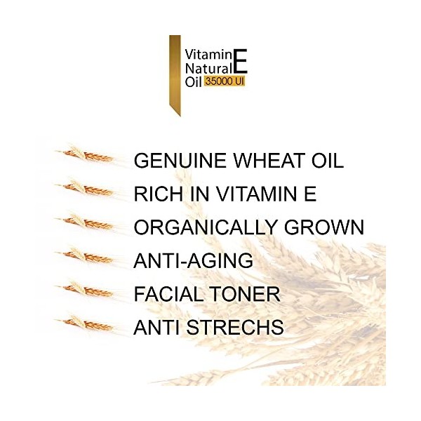 Huile de Vitamine E Extra Forte 100 ml d-Alpha Tocopheryl 100% Naturelle sans OGM, Soin de la Peau, Cheveux, Ongles