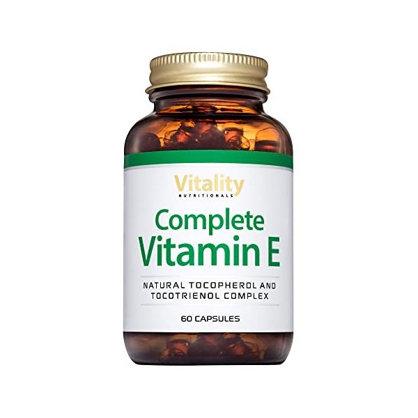 Vitamine E Capsule Naturelle. Gélules avec D-alpha-tocophérol et tocotriénol naturels hautement absorbés. Puissant Antioxydan