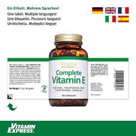 Vitamine E Capsule Naturelle. Gélules avec D-alpha-tocophérol et tocotriénol naturels hautement absorbés. Puissant Antioxydan