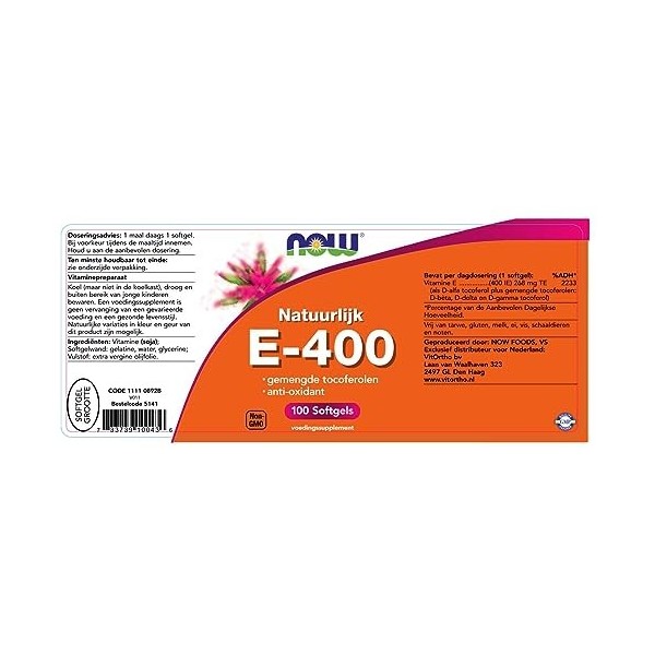 NOW E-400 Tocopheryl 100 Gélules