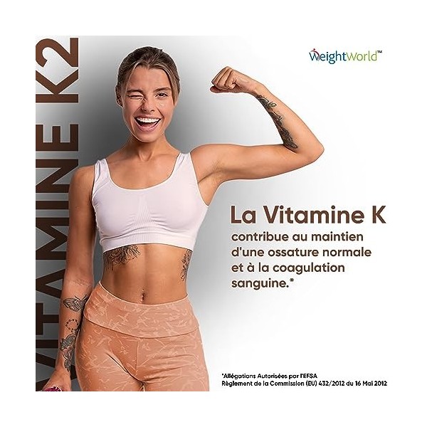 Vitamine K2 MK7 Pure et Concentré à 200 µg x365 Comprimés soit 1/ Jour, Végan, Coagulation Sanguine et Maintien dune Ossatur