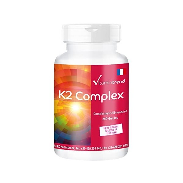 Complexe de vitamine K2 1250µg - 240 Gélules - vegan – haute dose - MK4 & MK7 | Vitamintrend®