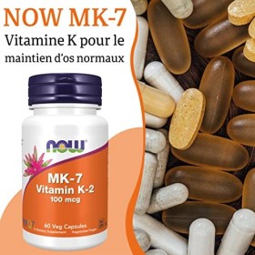 Now Foods, Vitamine K2 MK-7, 100mcg, All-Trans, 60 Capsules végétaliennes, Testé en Laboratoire, Sans Gluten, Sans Soja, Sans