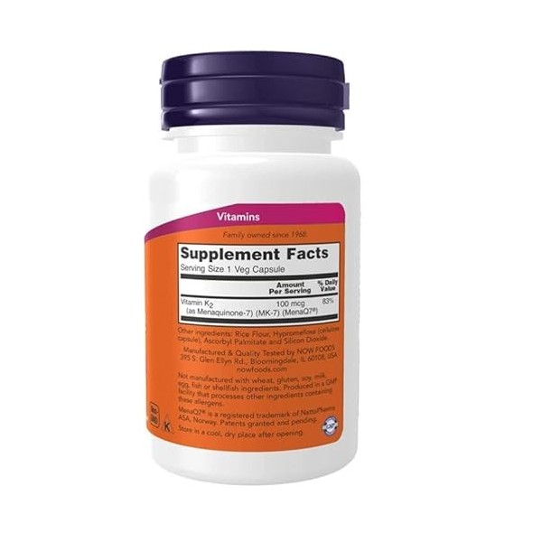 NOW Foods MK-7 Vitamine K-2, 100 mcg - 60 vcaps