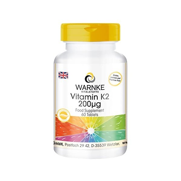 Vitamine K2 200mcg - 60 comprimés - Menaquinon MK-7 | Warnke Vitalstoffe