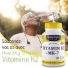 Healthy Origins, Vitamin K2 comme MK7, 100 mcg, 180 Gélules végétales, Testé en Laboratoire, Hautement Dosé, Sans Gluten, San