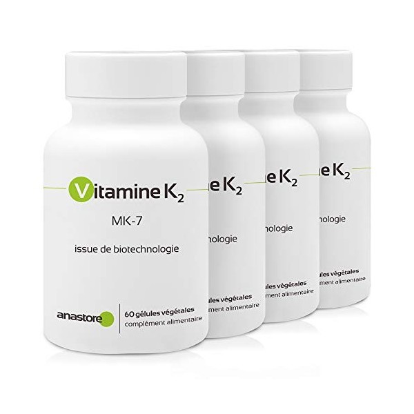 VITAMINE K2 * PACK 3+1 GRATUIT * 105 μg / 240 gélules * Articulations cartilage, inflammation , Capital osseux, Cardiovascul