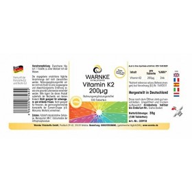 Vitamine K2 200g - 100 comprimés - Végan- Ménaquinone MK-7 | Warnke Vitalstoffe