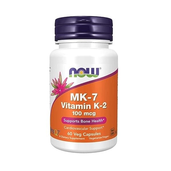 Now Foods Vitamine K2 MK-7, 100 mcg, all-trans, 60 gélules végétaliennes