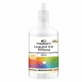 Vitamine K2 liquide 100µg par 10 gouttes - 50ml - 1850 gouttes par flacon - Menaquinone MK-7 naturel - Végan | Warnke Vitalst