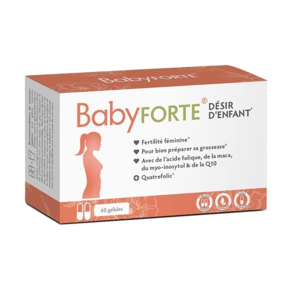 BabyFORTE® Désir d’enfant - 60 gelule fertilité femme - Acide Folique Quatrefolic® - Vegan - Grossesse Préparation