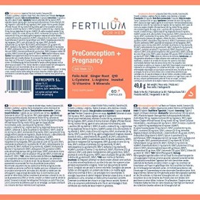 FERTILIUM FEMME Grossesse - Acide folique pour la Fertilité - Inositol Q10 Vitamine B9 B12 et 9 Minéraux - 60 Capsules Végéta