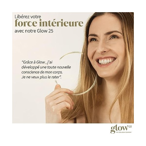 Glow25® Poudre de collagène Marine [300g] - Solubilité parfaite - Collagène marin - Sans hormones ni antibiotiques - Hydrolys