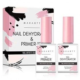 Makartt Nail Primer avec Déshydrateur Ongle Gel,15ml Natural Dehydrate Bond Primer Gel Nail Polish pour Ongles, Air Dry Gel É
