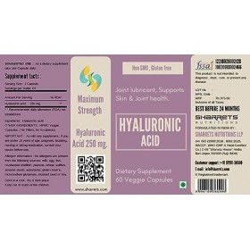 Green Velly Indian Sharrets Hyaluronic Acid Supplements for Skin, Bones and Joints, 60 Veg Capsules