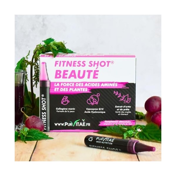 Collagène Marin, Q10, Acide Hyaluronique Végétal, Prêle et Ortie - FITNESS SHOT® Beauté *Nouveauté* | Articulations | Peau fe