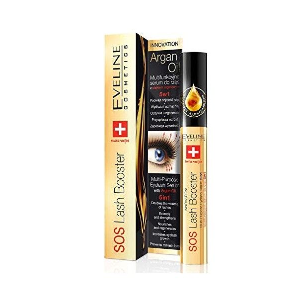 Eveline Cosmetics Sérum Pour Cils SOS Lash Booster 5en1 | 10 ml | Sérum De Croissance Des Cils | Booster De Cils Double Volum