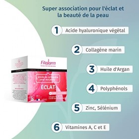 Fitoform - Éclat - Collagène Marin et Acide Hyaluronique Végétal - Complément Alimentaire Formulé pour lÉclat et la Beauté d