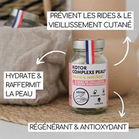 KOTOR COMPLEXE PEAU | Collagène Marin + Acide Hyaluronique | Anti Rides, Anti Age, Peau Lisse et Raffermie | + Vitamine C + S