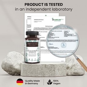 Acide Hyaluronique Capsules Haute Dose Test en Laboratoire - Gélules 350 mg Hyaluron + Vitamine C B12 Zinc Biotine Niacine Sé