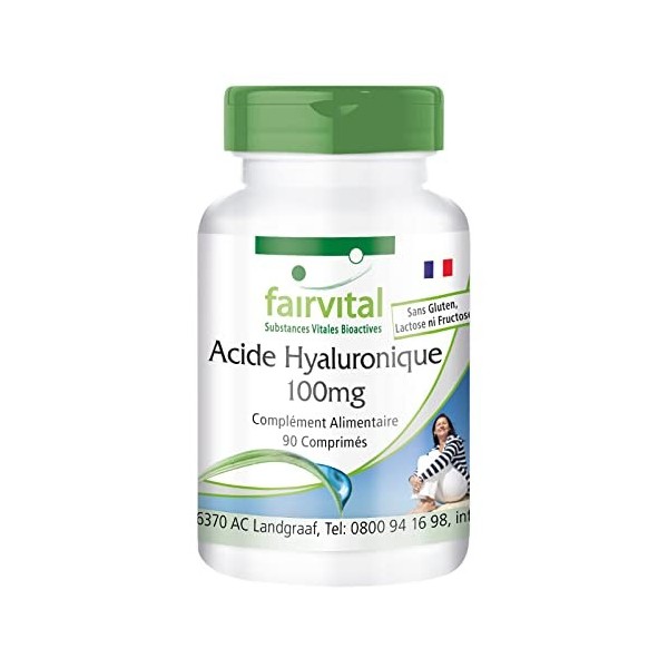 Fairvital | Acide Hyaluronique 100mg VEGAN - Fortement dosé - 90 comprimés