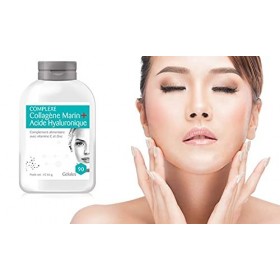 Formule Collagène Marin + Acide Hyaluronique - Compléments Alimentaires - Réduit les Rides Profondes - Cure 1 mois - 90 gélul