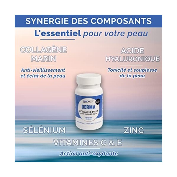 DERMA - Formule exclusive fabriquée en France - Nutrition et équilibre - Peau articulations ongles - Anti-oxydant - Collagène