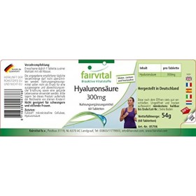 Fairvital | Acide hyaluronique - pour 2 mois - VEGAN - Fortement dosé - 60 comprimés